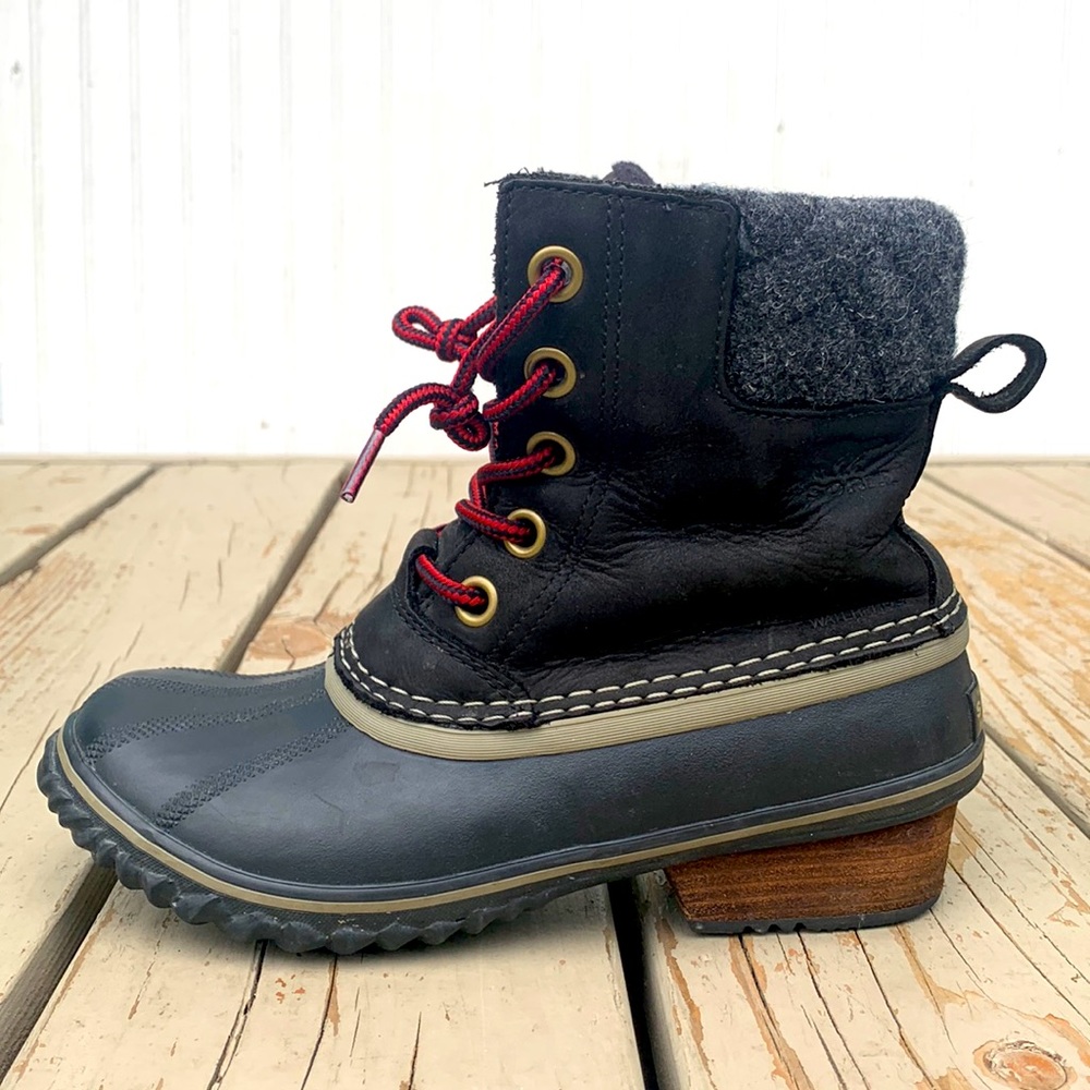Sorel Black Leather Lace up boot slimpack II